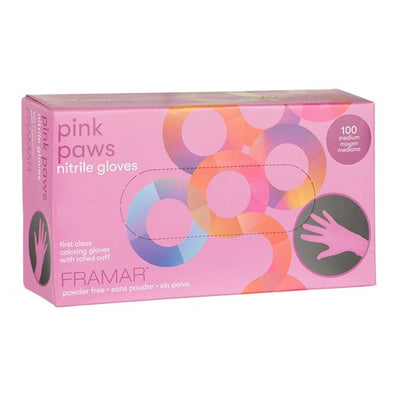Framar Pink Paws Nitrile Gloves-Medium